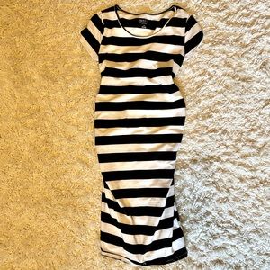 Isabel Maternity Striped Fitted Dress - XS